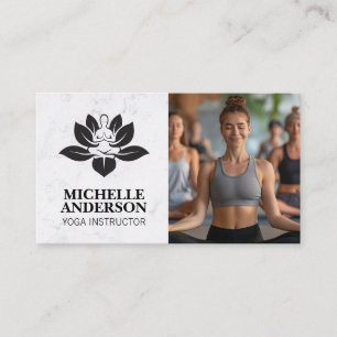 Yoga Logo Woman Smiling Meditating Business Card