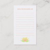 Yoga Lotus  Flower Business Card (Back)