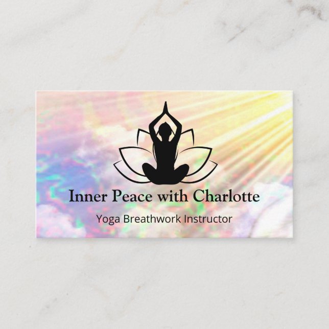 Yoga Lotus Instructor Teacher Reiki Life Coach Business Card (Front)