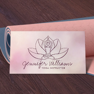 Yoga Lotus Line art - Gentle Rose Business Card