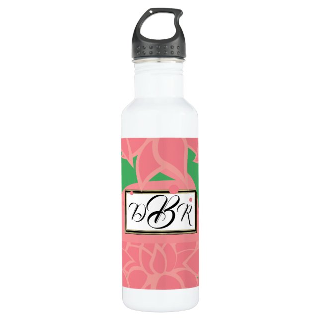 Yoga Lotus Monogram Stainless Steel Water Bottle (Front)