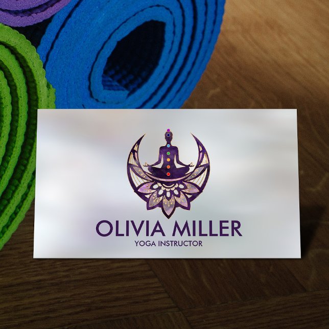 Yoga Lotus Moon - Amethyst Fluorite  Business Card (Creator Uploaded)