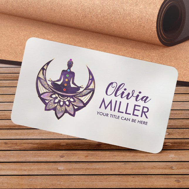 Yoga Lotus Moon -Deep Violet  Business Card (Creator Uploaded)