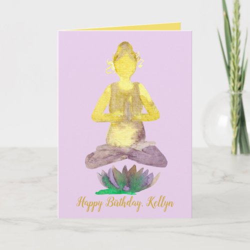 Yoga Lotus Pose Happy Birthday Card