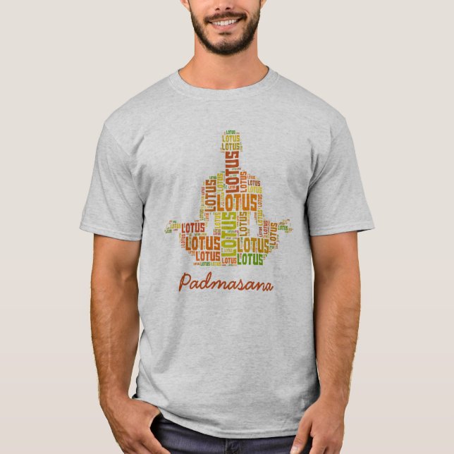 Yoga Lotus Pose In Shades of Orange and Green T-Shirt (Front)