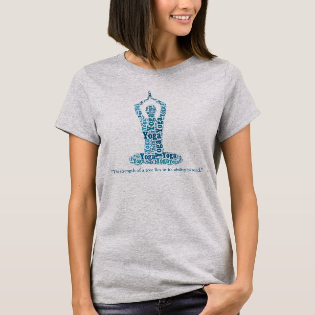Yoga Lotus Pose With Zen Proverb In Blues T-Shirt (Front)