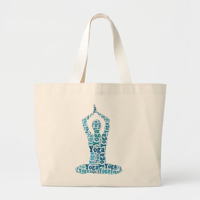 Yoga Lotus Pose Word Cloud Zen Large Tote Bag (Front)