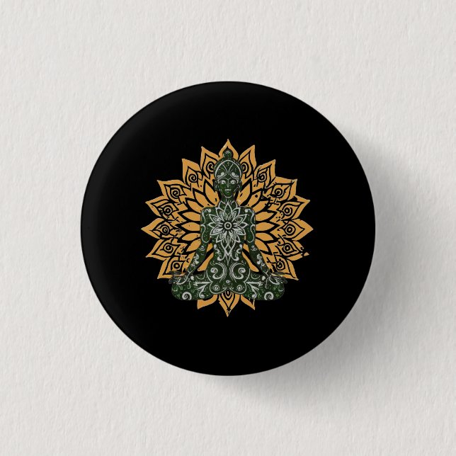 Yoga Lotus Pose Zen Graphic Button (Front)