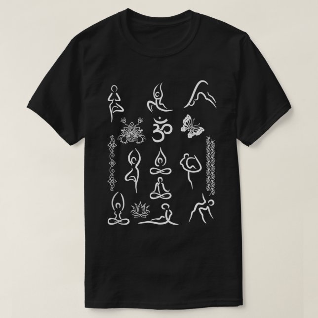 Yoga Lotus Position Asana Om Namaste Yogi Meditati T-Shirt (Design Front)