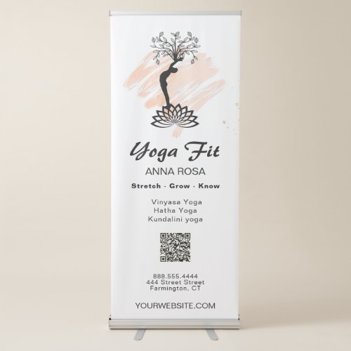  Yoga Lotus Tree of Life Simple White Retractab Retractable Banner
