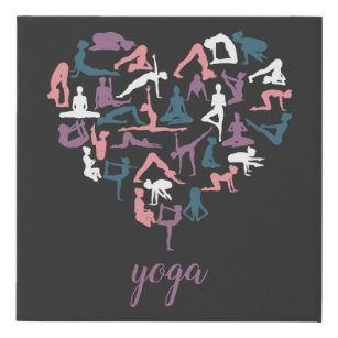 Yoga Love Silhouettes Faux Canvas Print