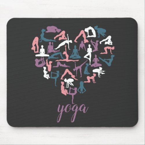 Yoga Love Silhouettes Mouse Pad