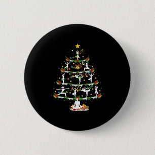 Yoga Lover Xmas Lighting Yoga Christmas Tree Button