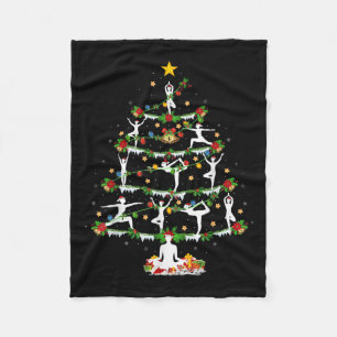 Yoga Lover Xmas Lighting Yoga Christmas Tree Fleece Blanket