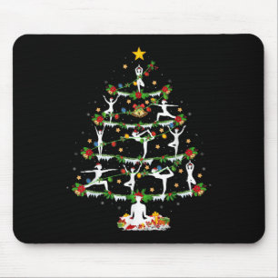 Yoga Lover Xmas Lighting Yoga Christmas Tree Mouse Pad