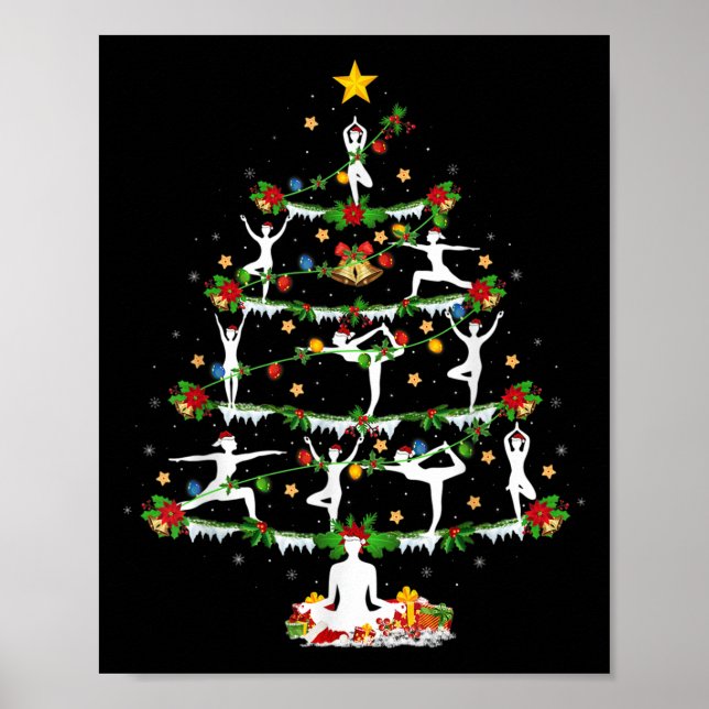 Yoga Lover Xmas Lighting Yoga Christmas Tree  Poster (Front)