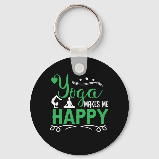 Yoga Lover | Yoga Make Me Happy Keychain (Front)