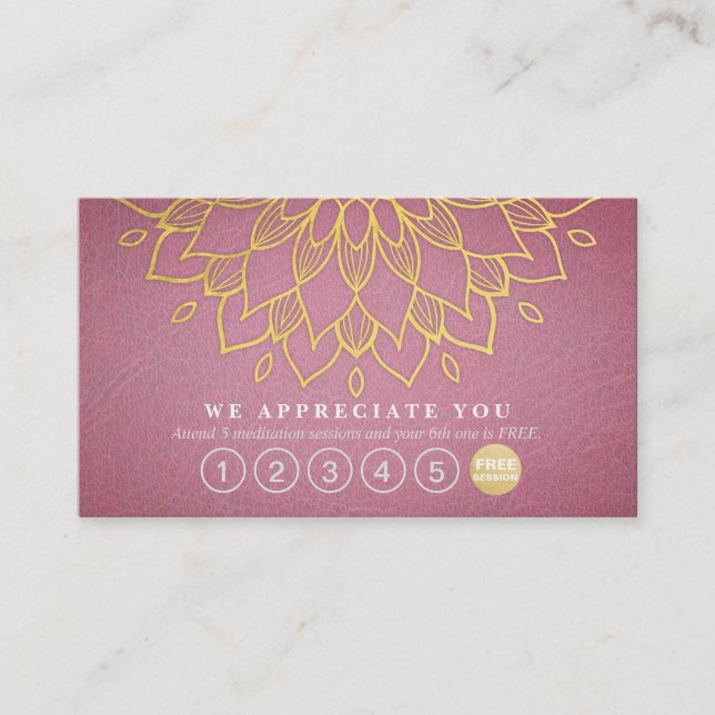 Yoga Loyalty 6 Punch Gold Mandala Purple Leather Card (Front)