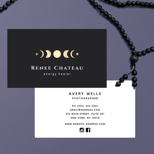 Yoga Lunar Moon Phases Energy Healer Business Card (Creator Uploaded)