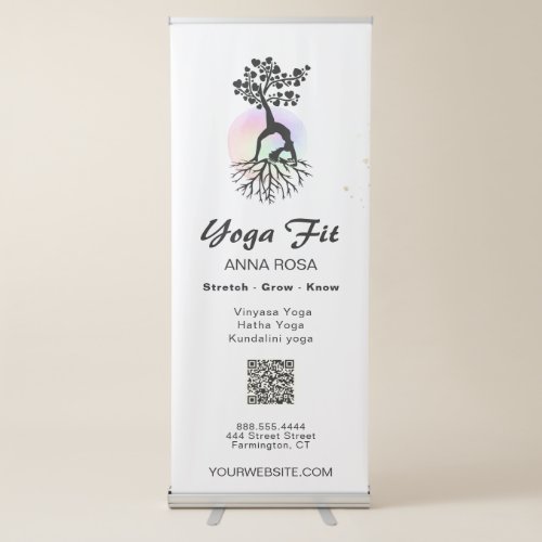  Yoga Man Lotus Tree of Life Simple White Retractable Banner