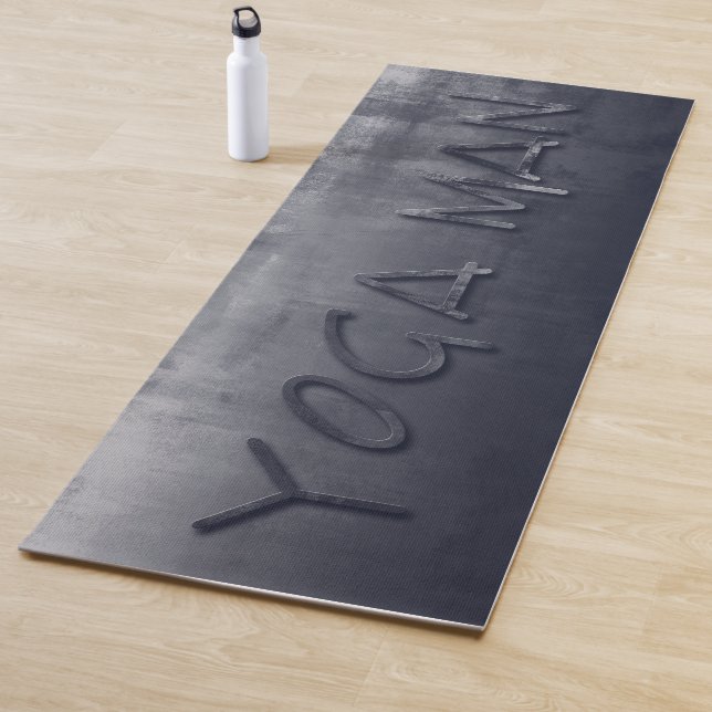 Yoga Man Navy Blue Gray rustic Yoga Mat (In Situ)