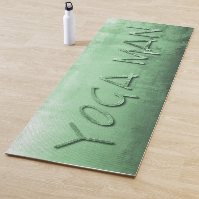 Yoga Man Pistachio Gray White rustic Mat (In Situ)