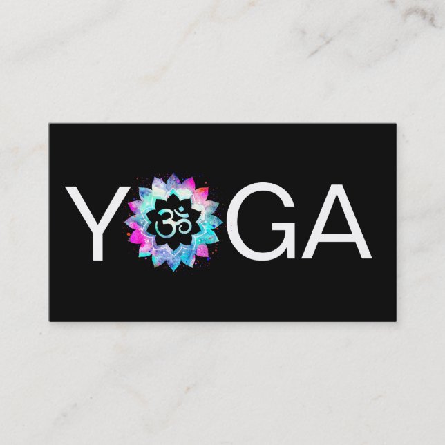 *~* Yoga Mandala OM  Aum  Lotus Teacher Instructor Business Card (Front)