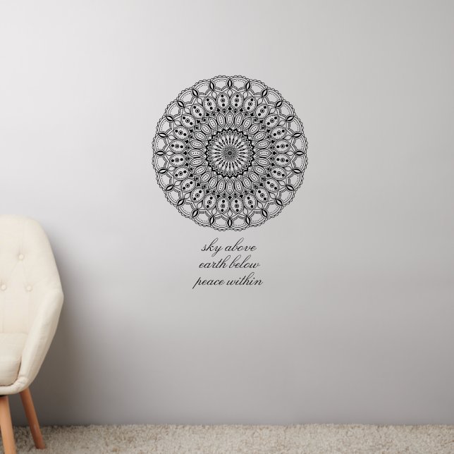 Yoga Mandala Sky Above Earth Below Peace Within Wall Decal (Living Room 2)