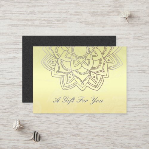 YOGA  Massage Gift Certificate Black Gold Mandala