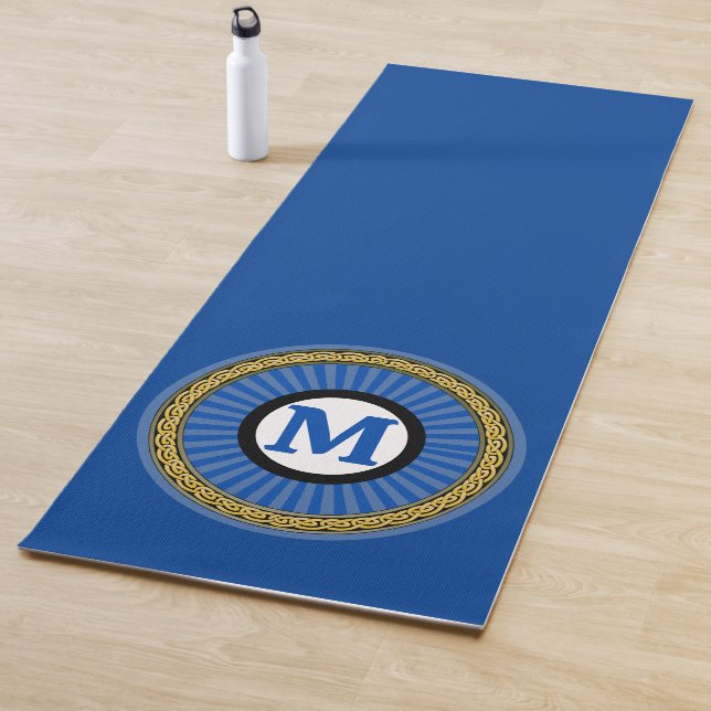 Yoga Mat - Blue Stripe Personalized - Add Initial (In Situ)