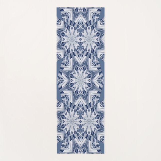 Yoga Mat, Gray & White floral pattern design  Mat (Front)