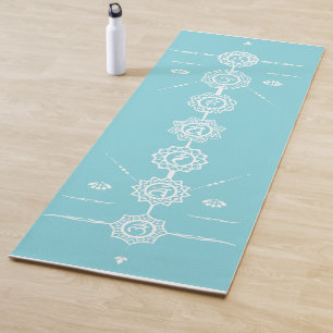 Yoga mat guide 7 Chakras blue design
