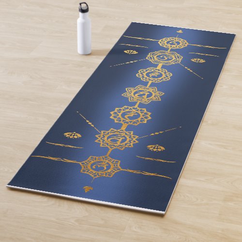 Yoga mat guide 7 Chakras golden design