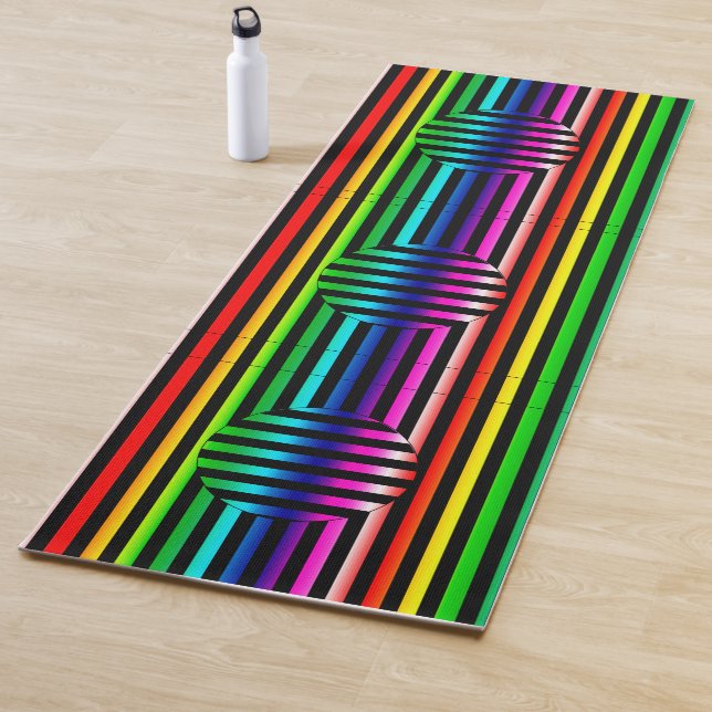 Yoga Mat - Striped Optical Illusion (In Situ)