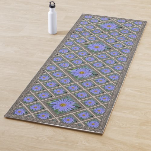 Yoga Mat with Beautiful Blue Asters