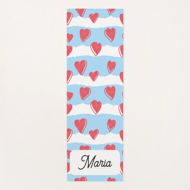 Yoga mat with heart pattern design (Front)
