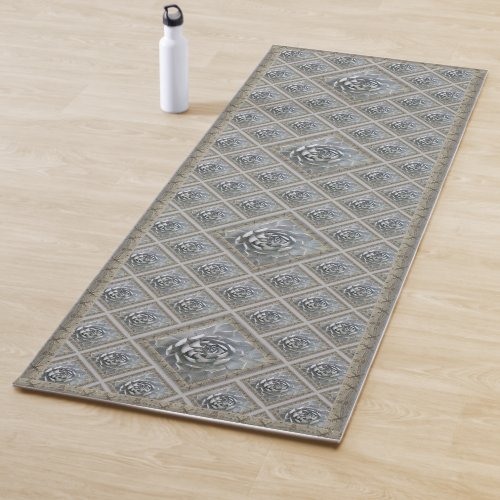 Yoga Mat with Lovely Gray Succulents