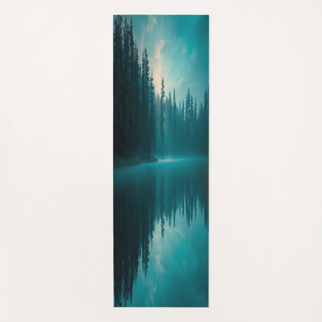 Yoga Mat With misty lake (Front)