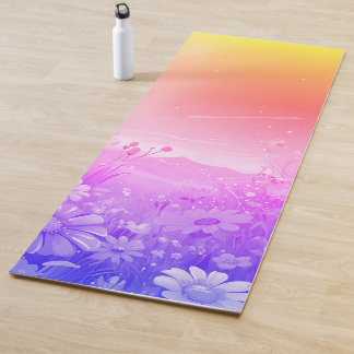Yoga Mat with sunrise meadow