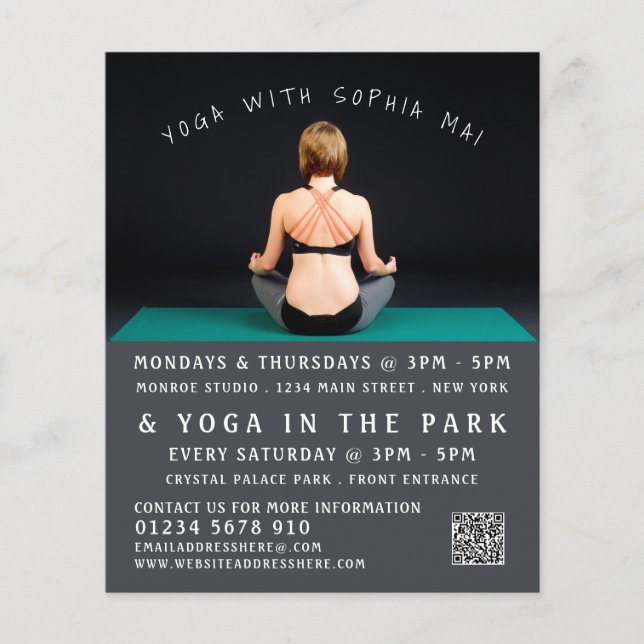 Yoga Mat, Yoga Class Advertising Flyer (Front)