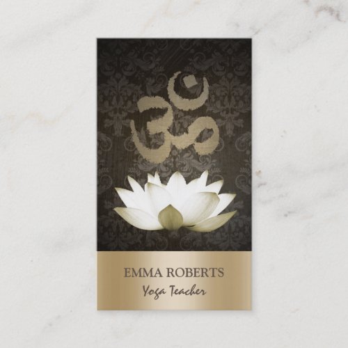 Yoga Mediation Vintage Gold Om Symbol  Lotus Business Card