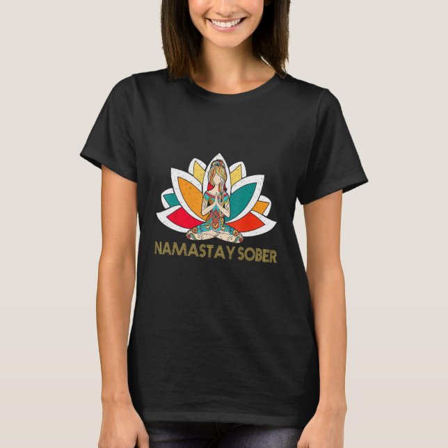 Yoga Meditate Exhale Inhale Tipsy Drinking Namasta T-Shirt (Front)