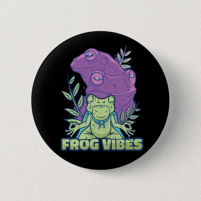 Yoga Meditating Frog  Button (Front)