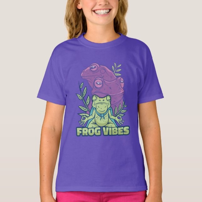 Yoga Meditating Frog Design T-Shirt (Front)