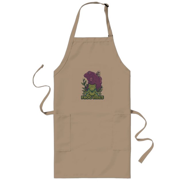 Yoga Meditating Frog  Long Apron (Front)