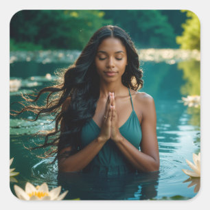 YOGA - MEDITATION - CARPE DIEM - WELLNESS SQUARE STICKER
