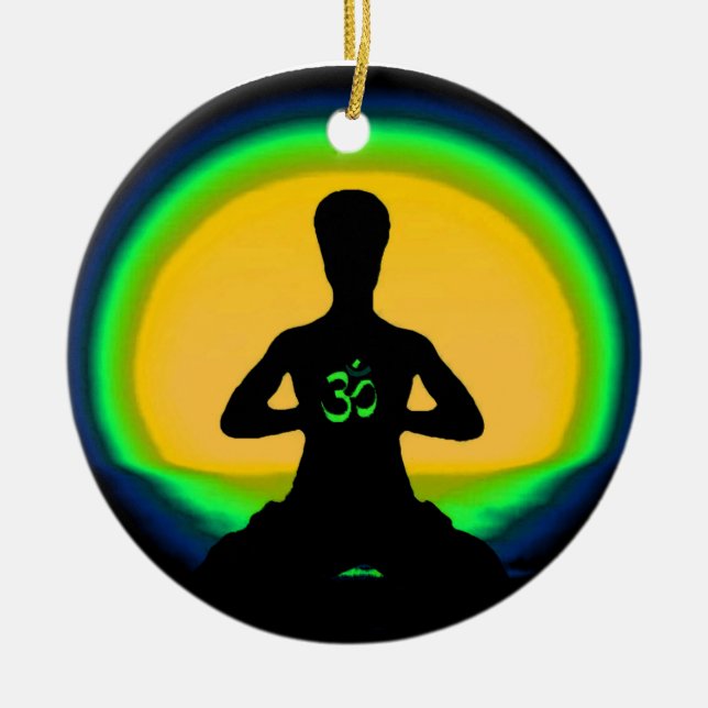 Yoga Meditation Ceramic Ornament (Front)