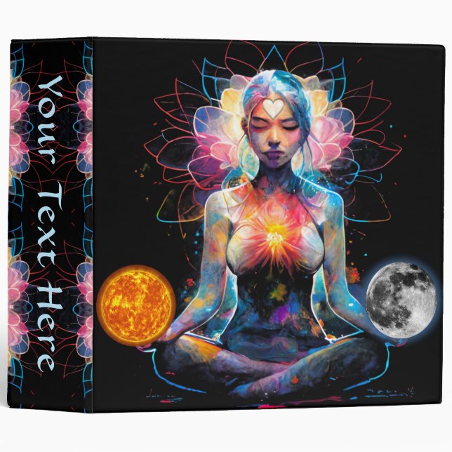 Yoga, Meditation, Chakra 3 Ring Binder (Front/Spine)