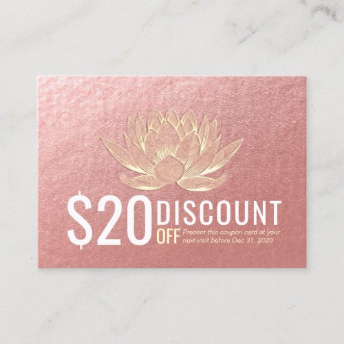 YOGA Meditation Discount Coupon Loyalty Gold Lotus