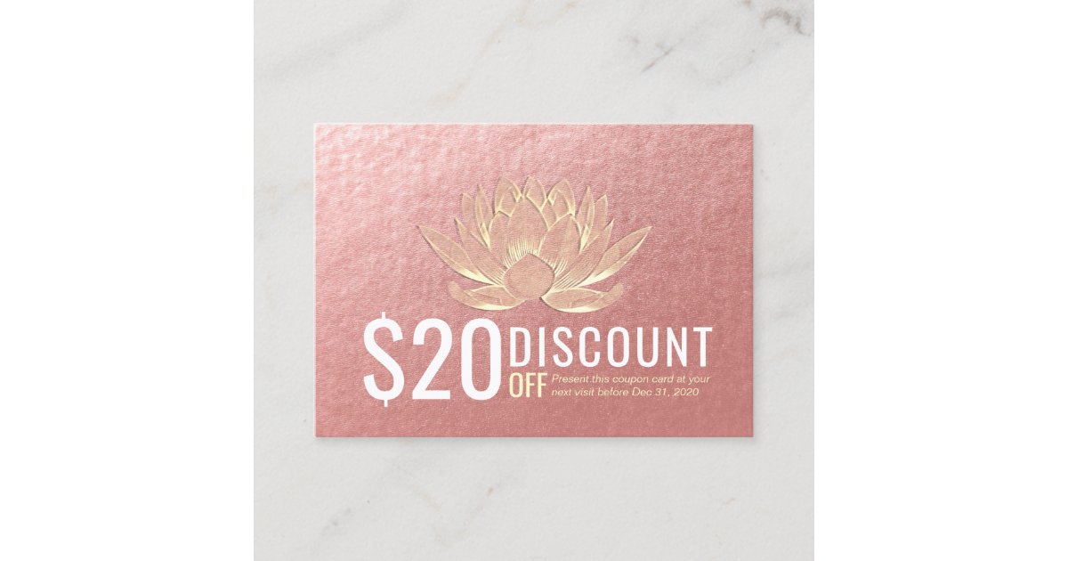 YOGA Meditation Discount Coupon Loyalty Gold Lotus
